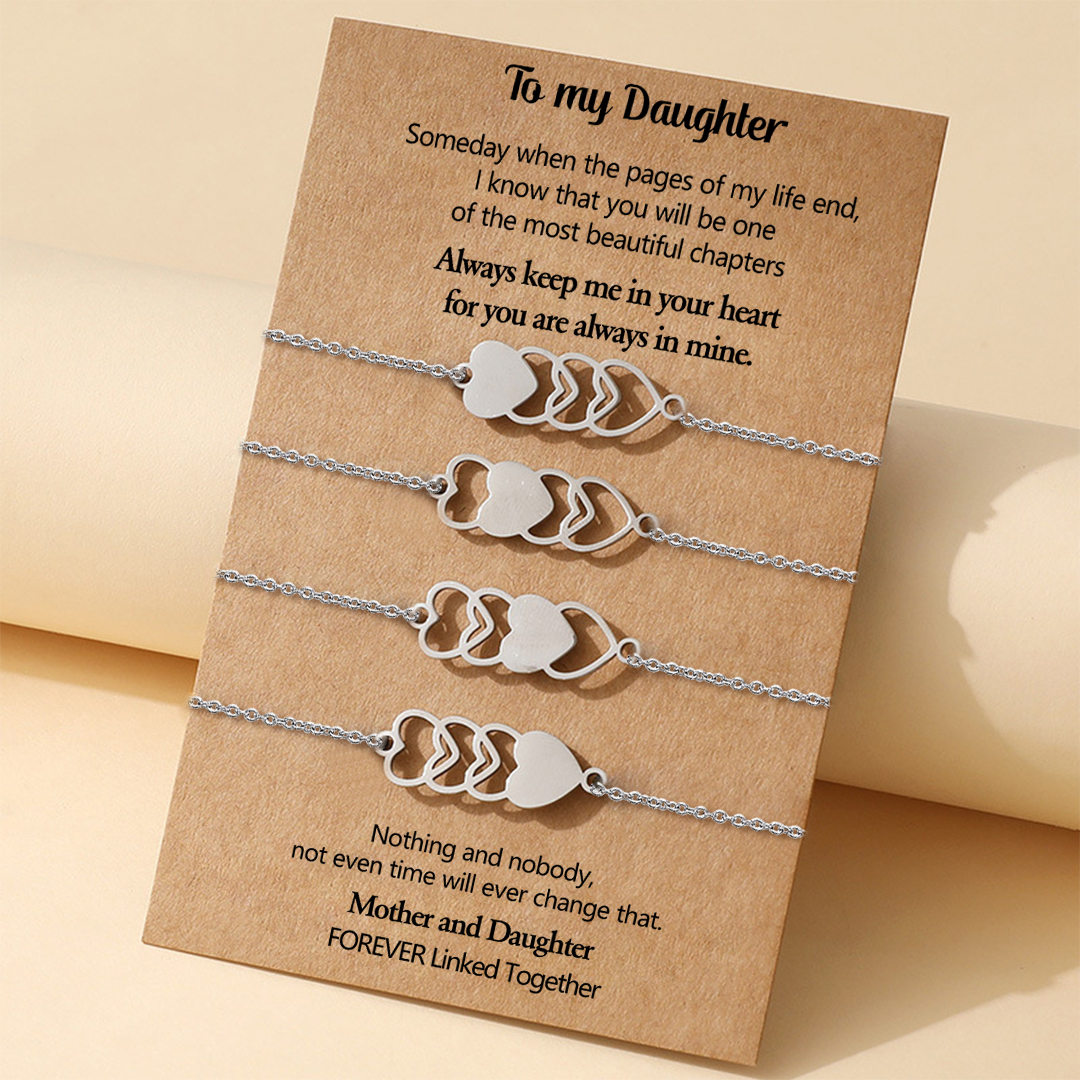 For Mother/Daughter - Lying Down Heart Bracelet Set