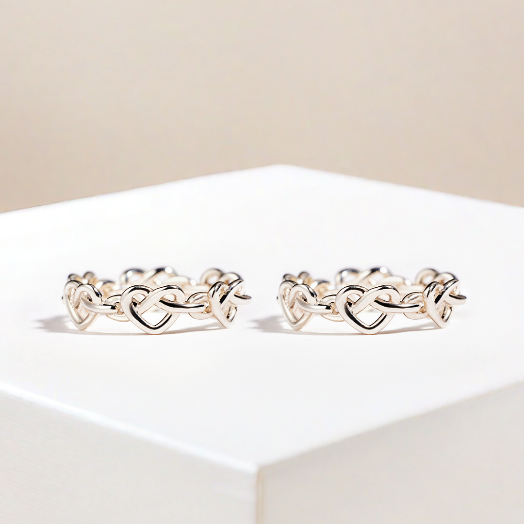 Mother & Daughter Always Connected Infinity Heart Knot Ring