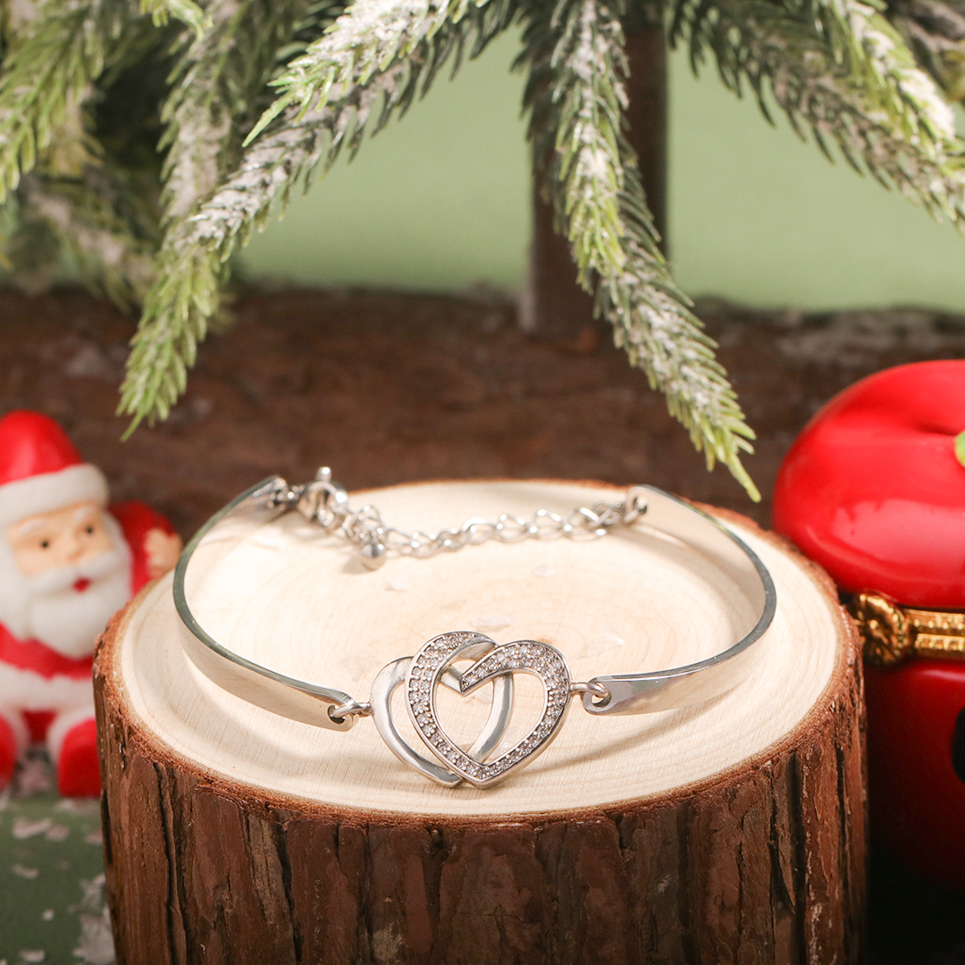 Mother & Daughter Forever Linked Together Double Heart Bracelet
