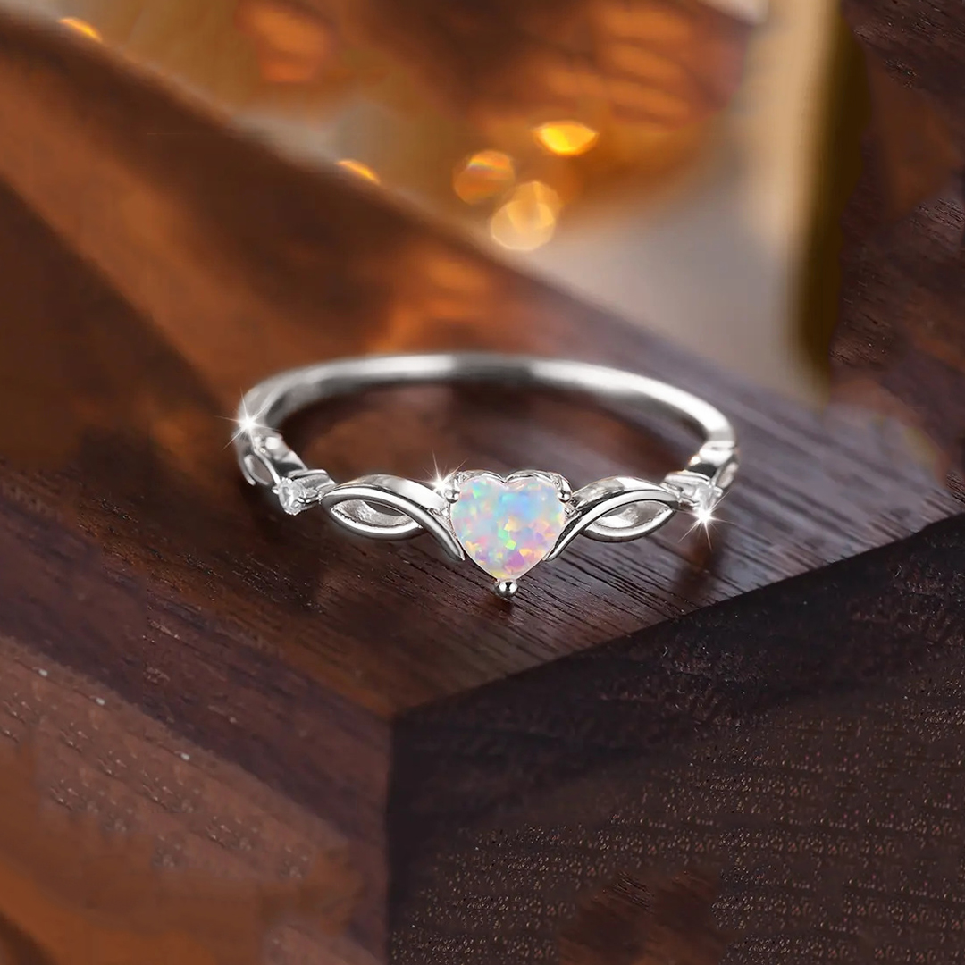 Heart Crossover Opal Ring