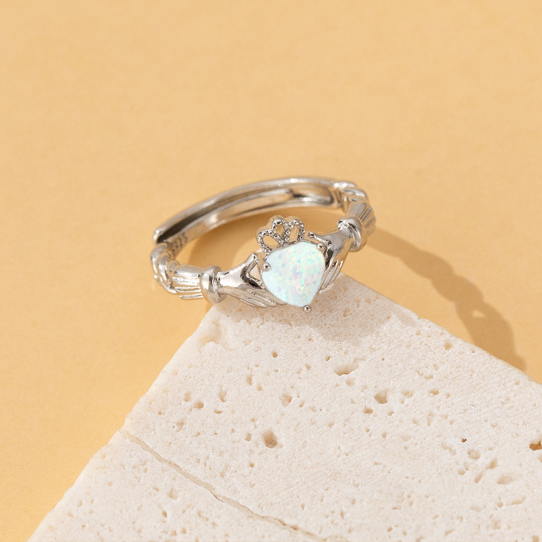 S925 Claddagh Opal Ring Ring