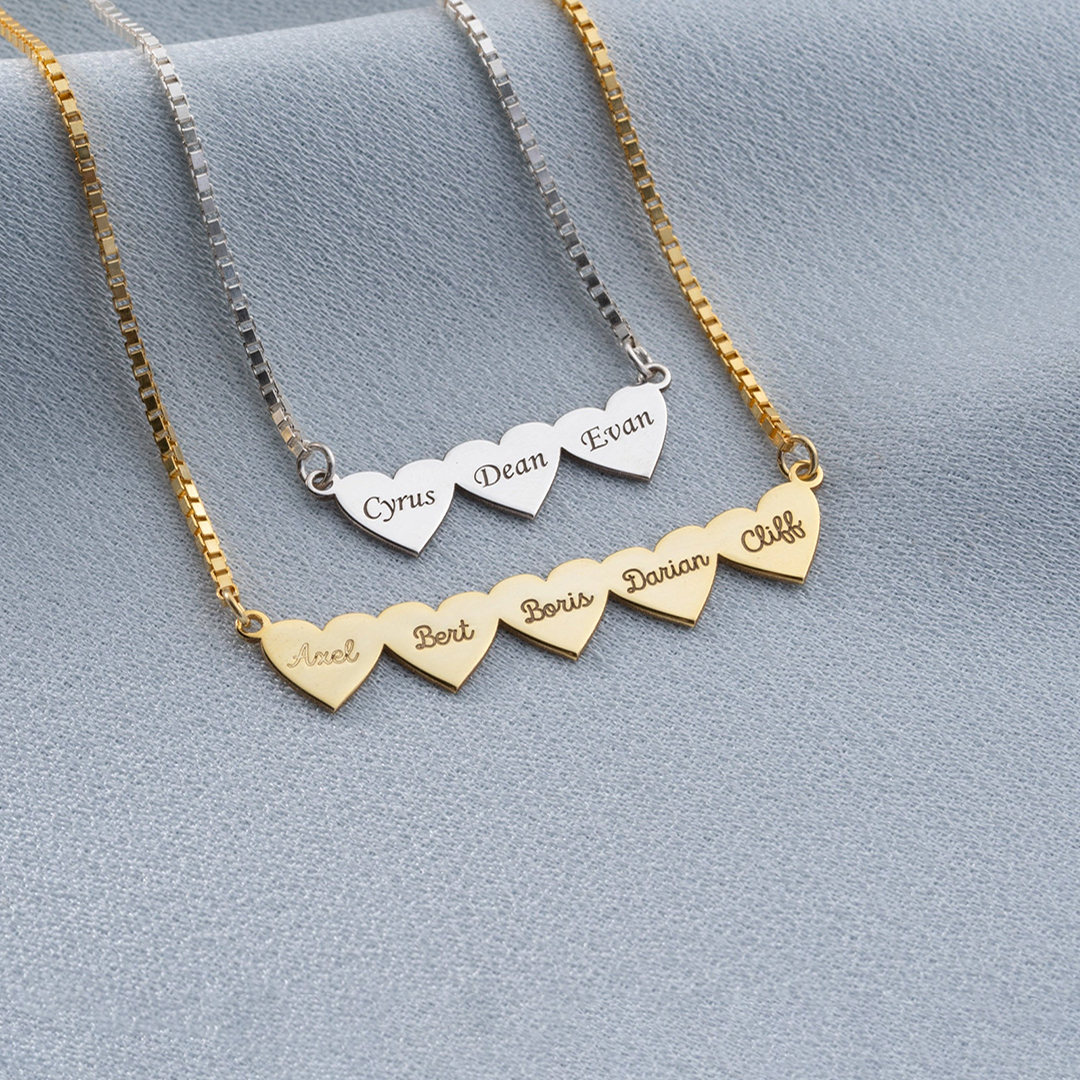 Personalized Name Hearts Necklace