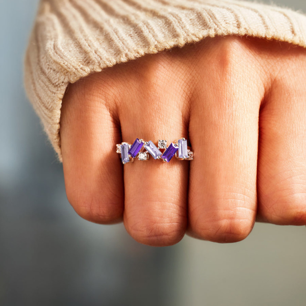 Broken Pieces Purple  Diamond Ring