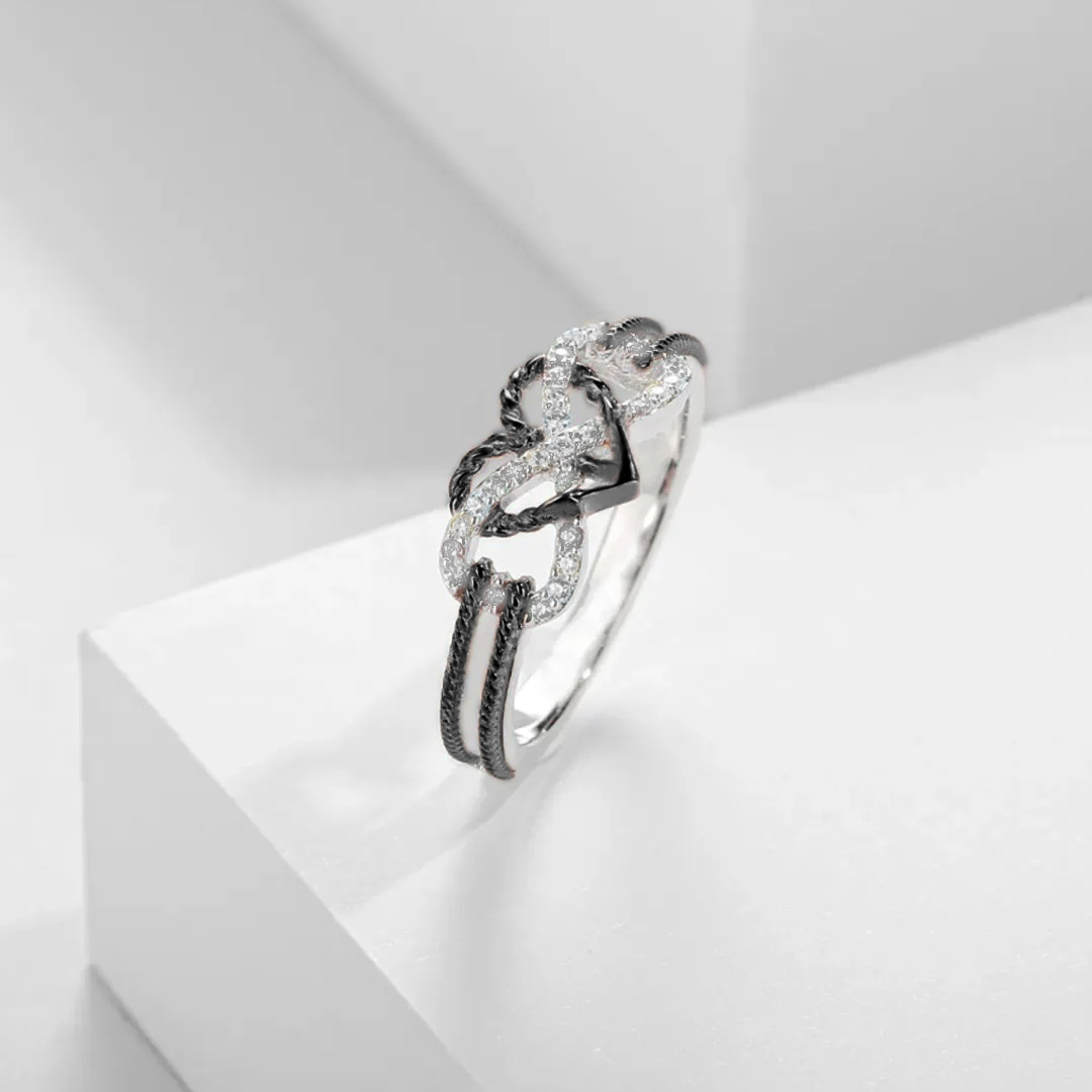 Self Love Infinity Heart Within Heart Black Ring