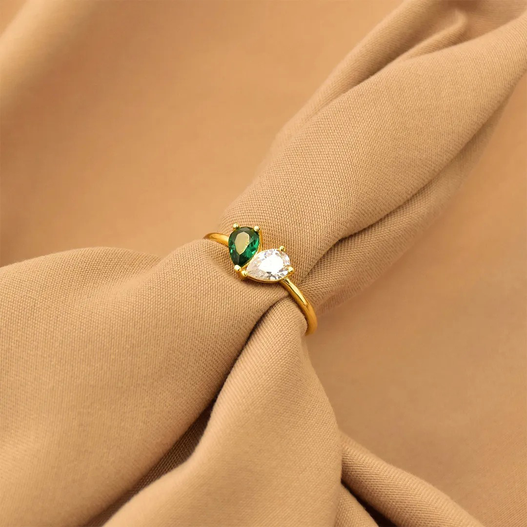 Mother & Daughter Customized Birthstones Heart Ring