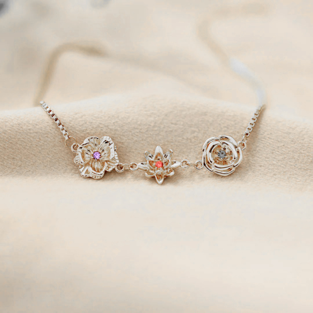 1-10 THREE-DIMENSIONAL BIRTH FLOWERS BRACELET