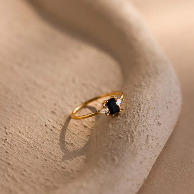 For Self - Self Love Black Square Diamond Ring