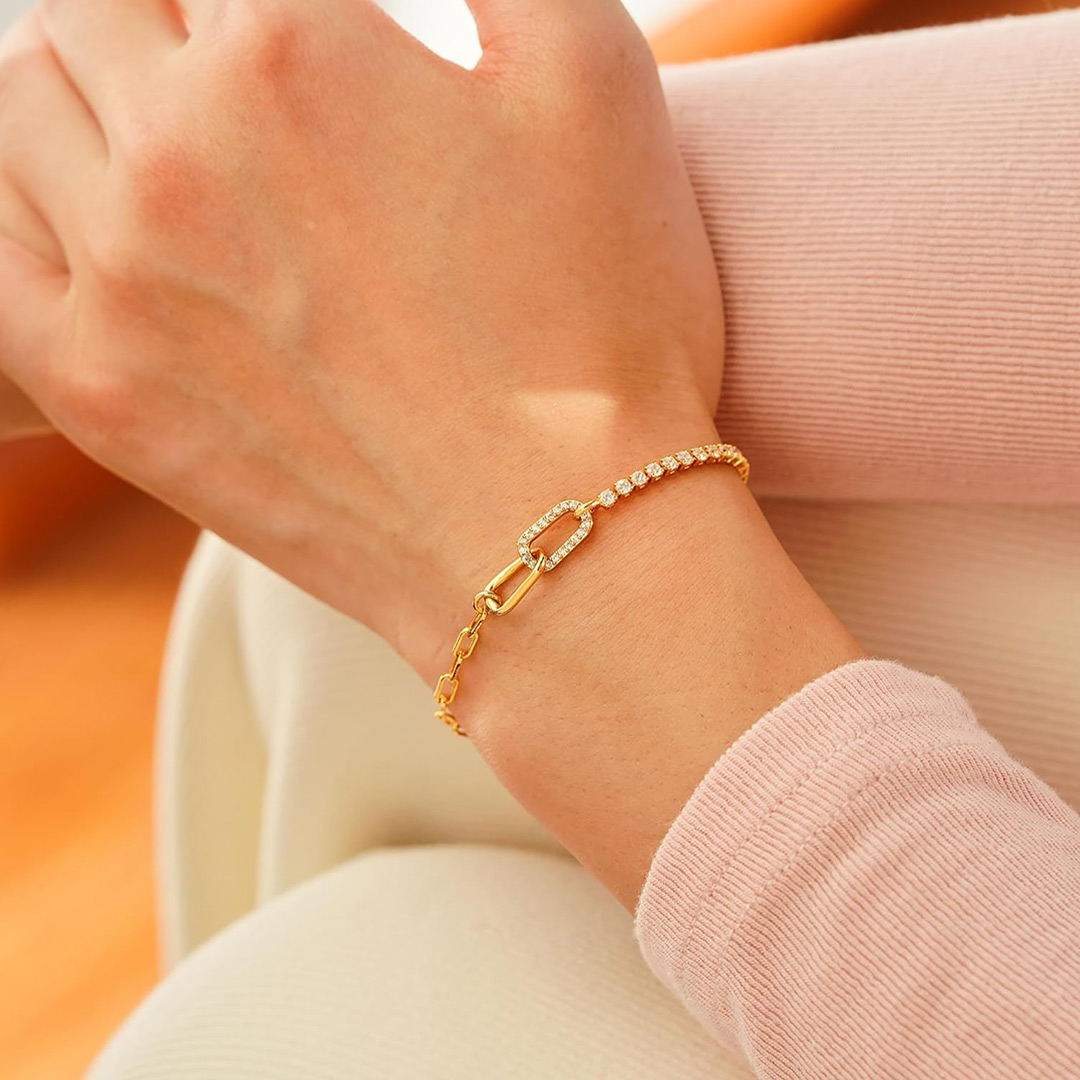 For Mother and Daughter-Half Diamond Chain Circle Bracelet