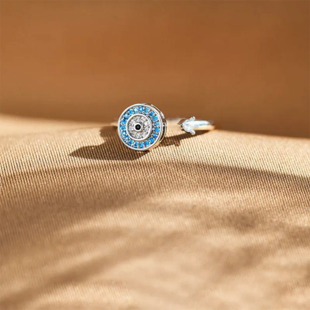 S925 I Will Love & Protect You from Anything You Fear Evil Eye Fidget Ring