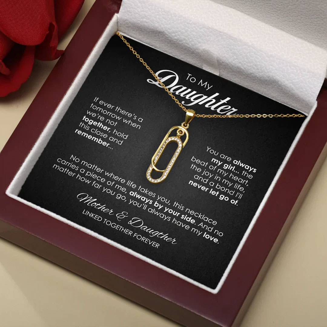 For Daughter - Mother & Daughter Linked Together Forever Circle Necklace