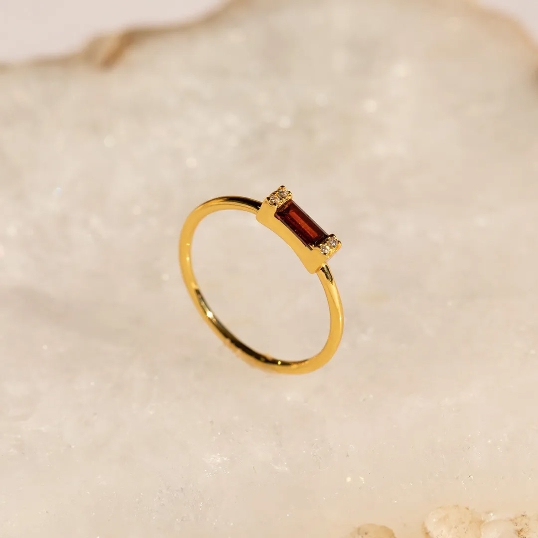 For Self-Self Love Garnet Baguette Ring