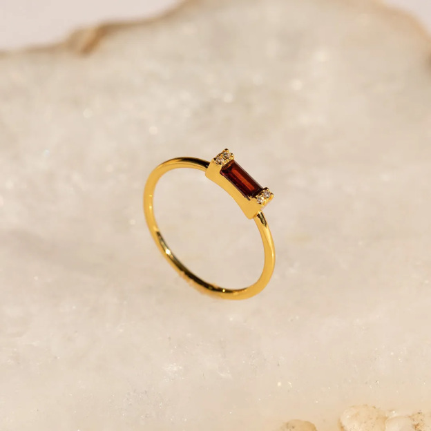 For Self-Self Love Garnet Baguette Ring