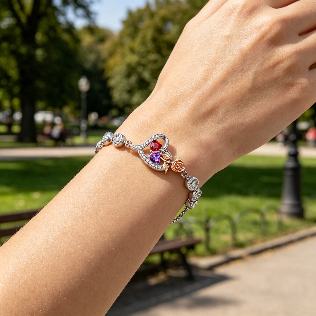 For mother -You are the most beautiful rose in my life Custom Birthstone Bracelet