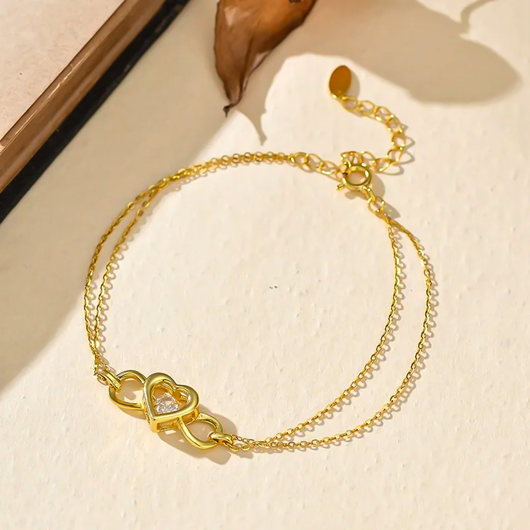 For Mother & Daughter-Heart Double Chain Bracelet