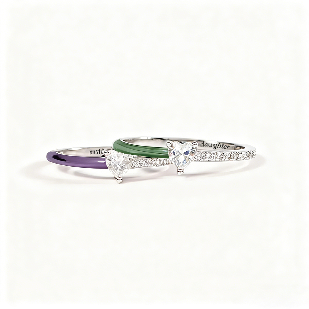 Mother & Daughter Matching Heart Rings