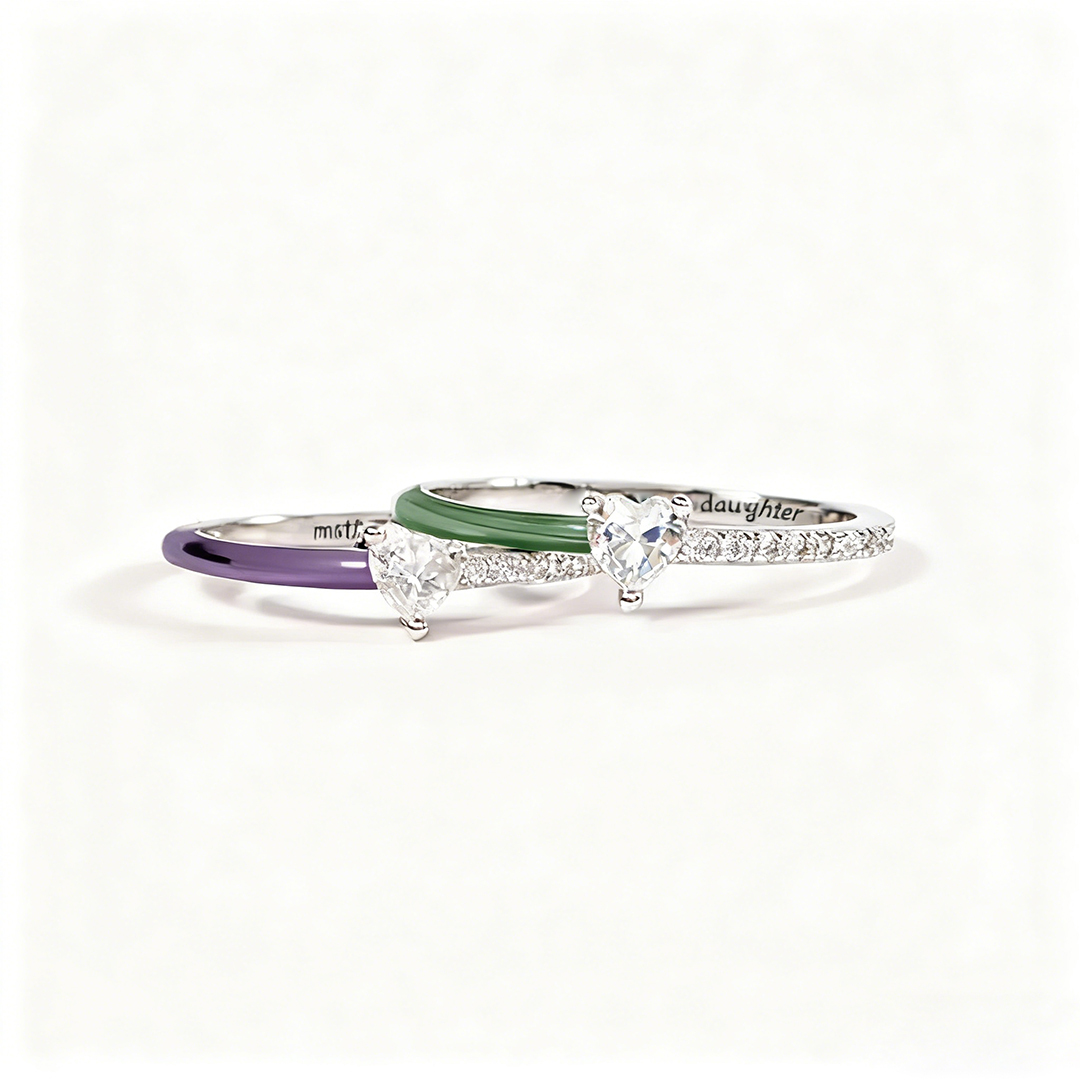 Mother & Daughter Matching Heart Rings