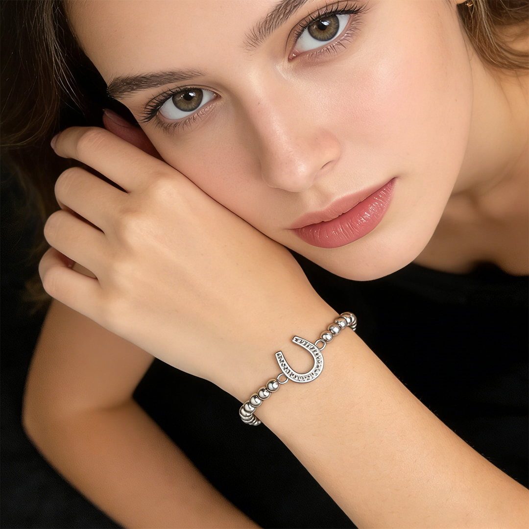 Ride More, Worry Less-Horseshoe-shaped bead bracelet