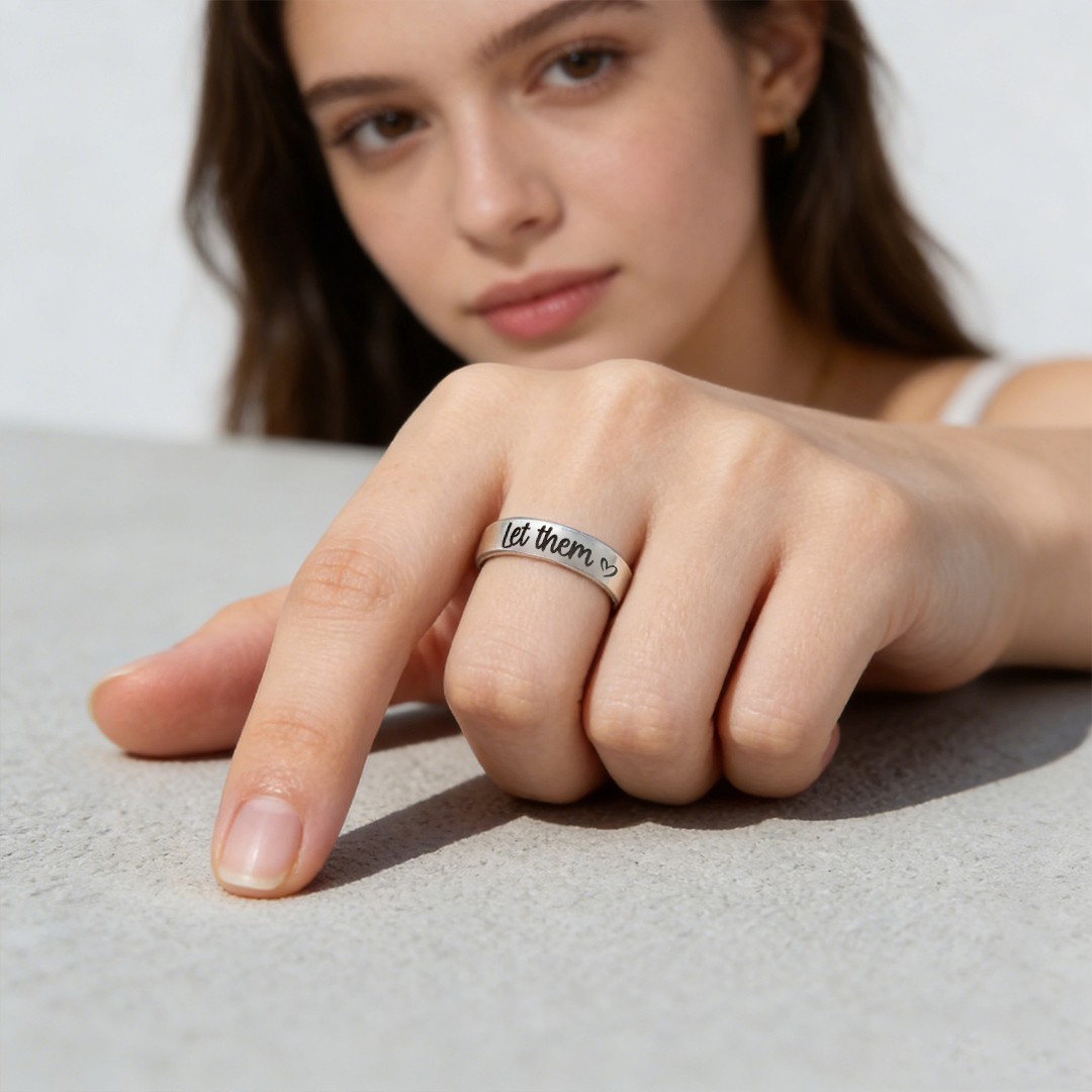 Let Them Heart Engraved Circle Ring
