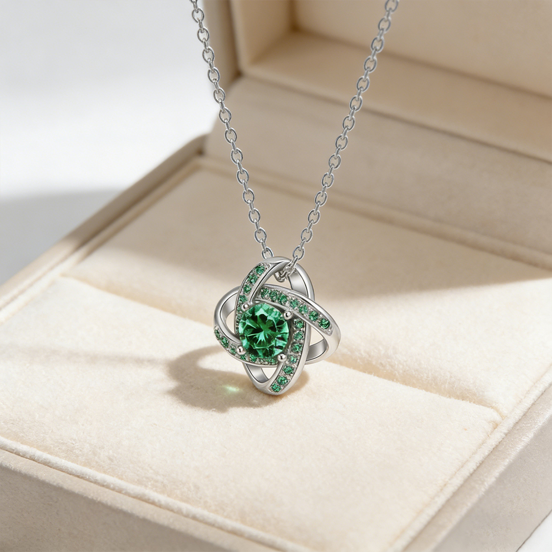 Irish Celtic Knot Emerald Necklace