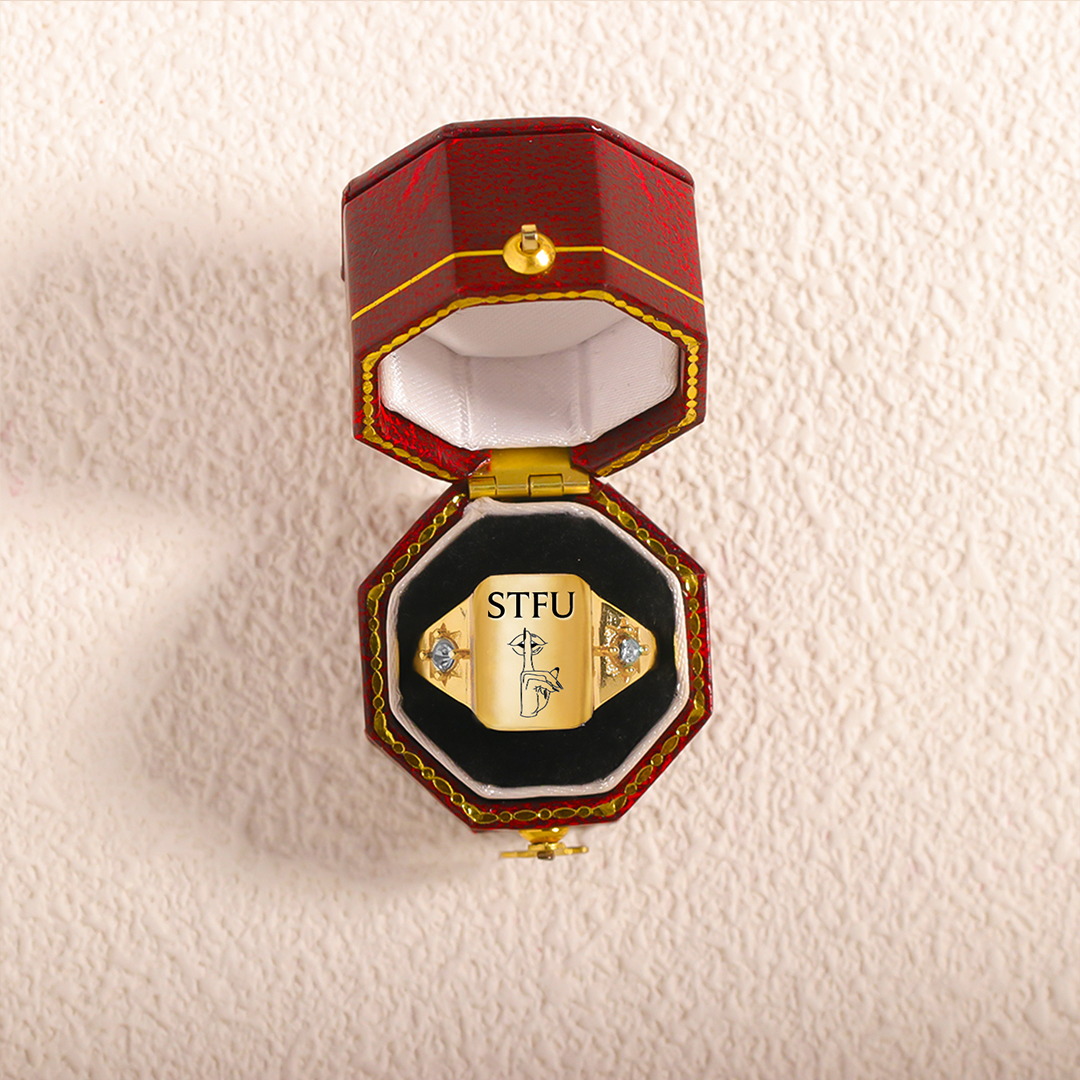 S925 STFU Square Ring 