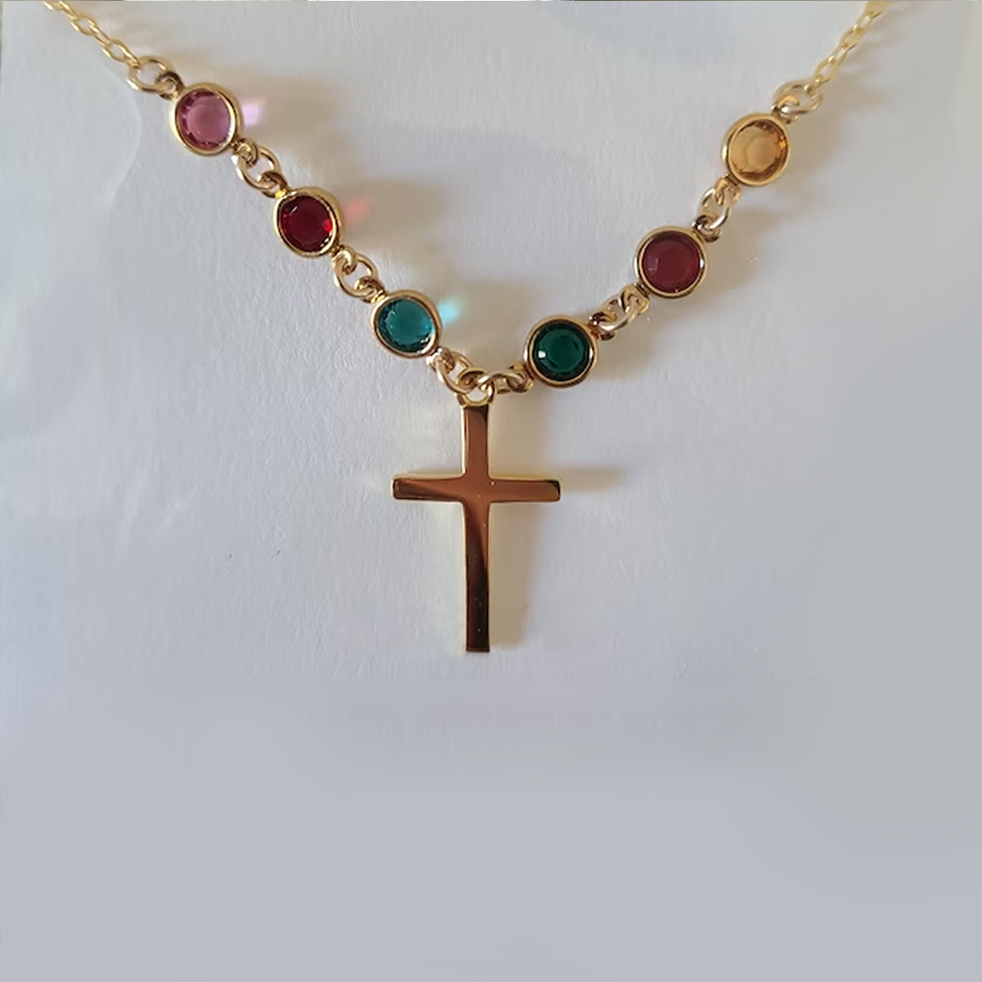 For Mother/Nana - Holy Cross Birthstone Custom  Necklace
