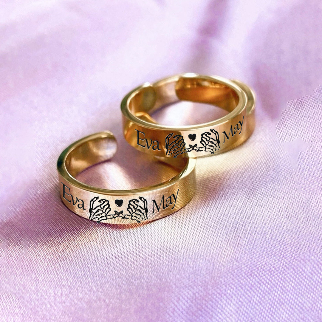For Mother- S925 Skeleton Promise Custom Name Ring 