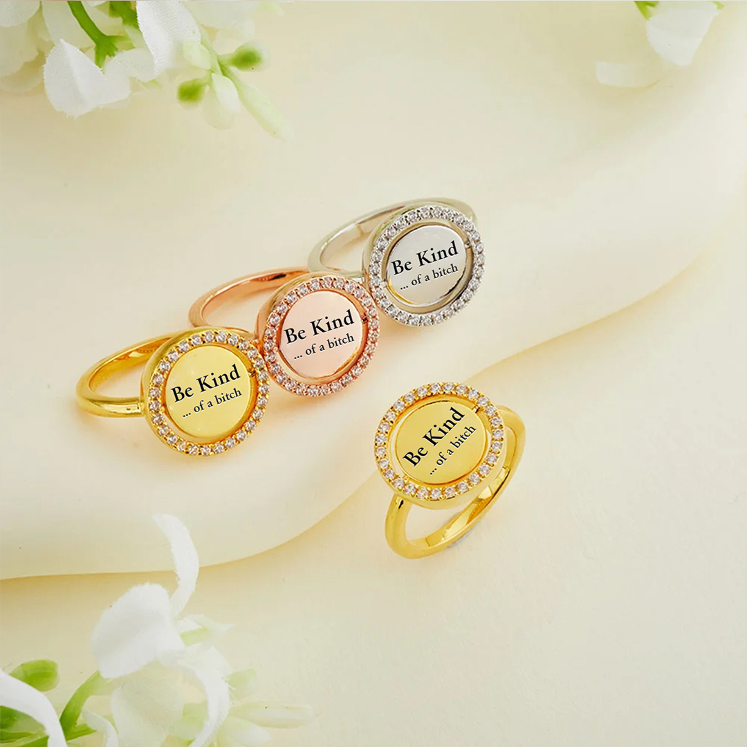Rotatable Round Be Kind Diamond Ring