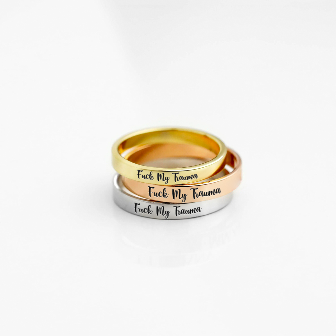 S925 Fuck My Trauma Circle Ring 