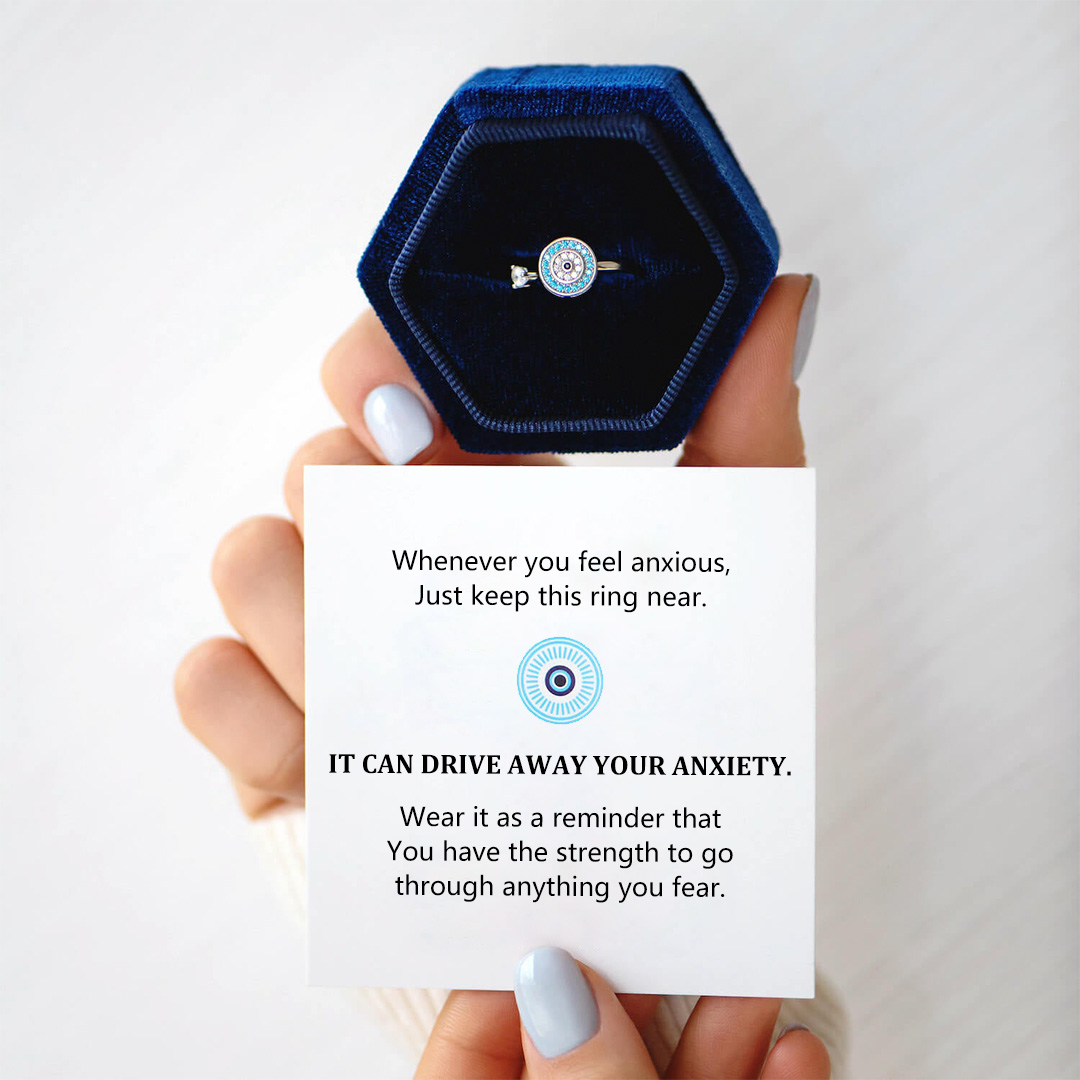 "Fuck Anxiety" Evil Eye Rotatable Ring