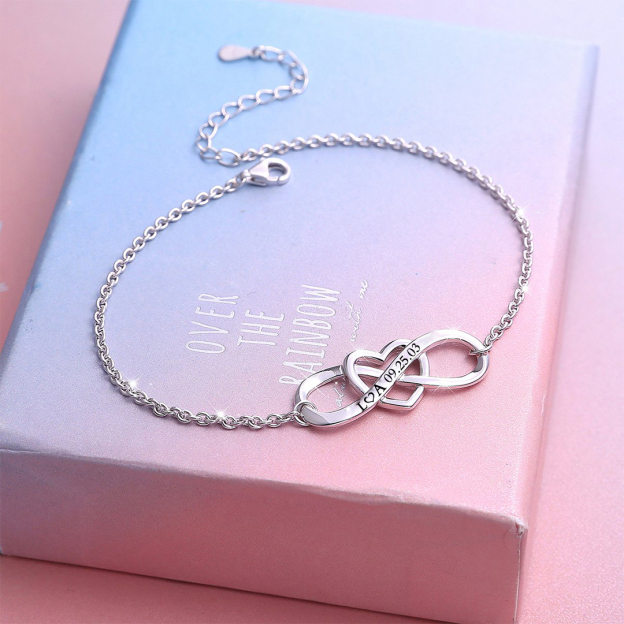 For Love - S925 Customized Infinite Love Bracelet With Initials And Date