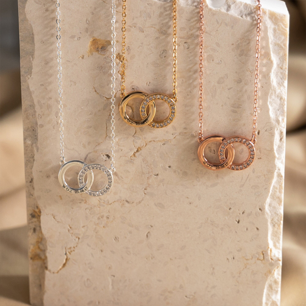 For Love - S925 We Are Forever Linked Together Initials Date Custom Interlocking Necklace