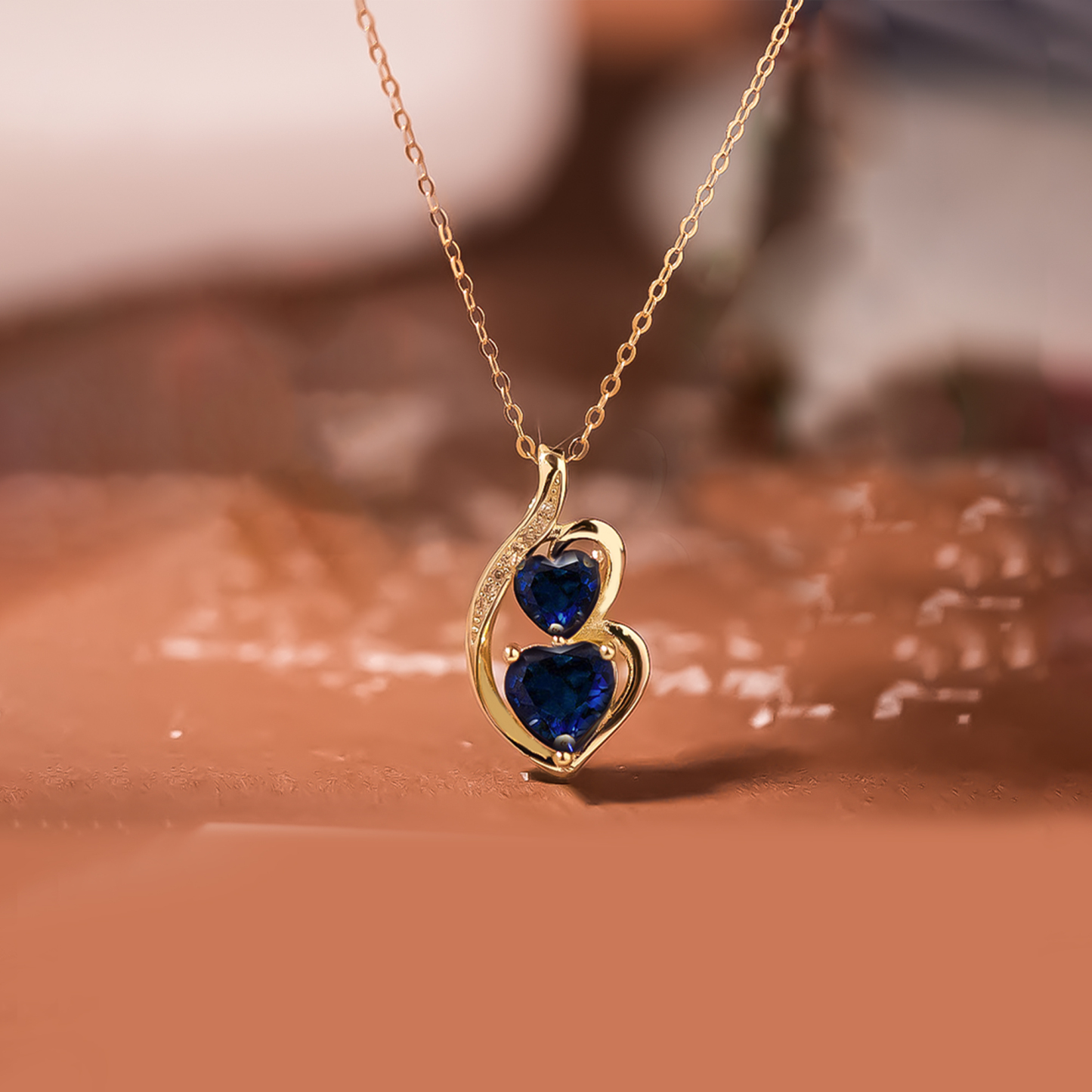 For Daughter - S925 I Will Always Have Your Back Gold Blue Diamond Heart Necklace