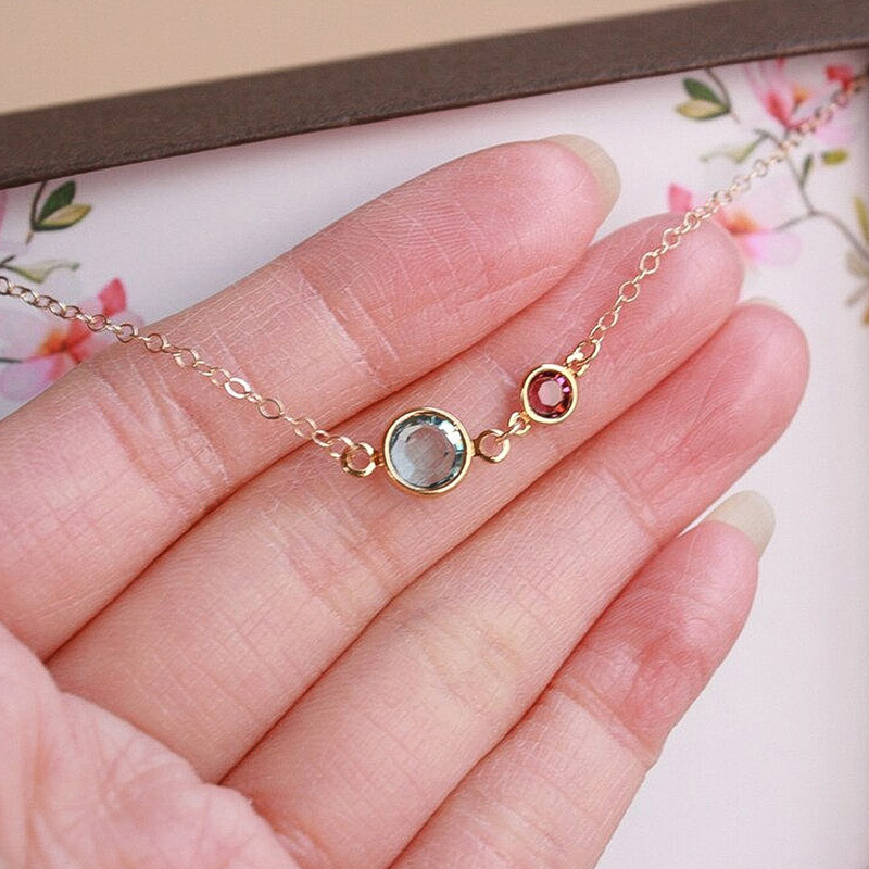 S925 Mother & Daughter Forever Linked Together Birthstone Custom Necklace