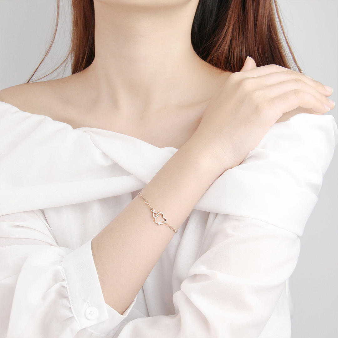 For Daughter - S925 I Love You Until Infinity Runs Out Infinite Heart Double Layer Bracelet