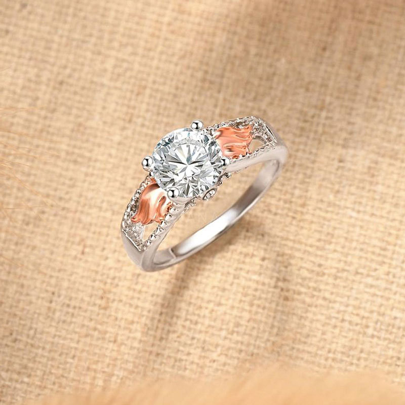 For Memorial - I Will Hold You In My Heart Diamond Wings Name Custom Ring