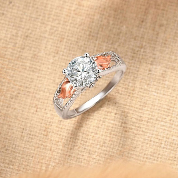 For Memorial - I Will Hold You In My Heart Diamond Wings Name Custom Ring