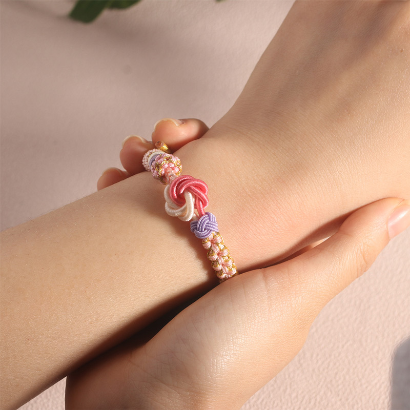 For Granddaughter - I love you forever and always Peach Blossom Knot Bracelet