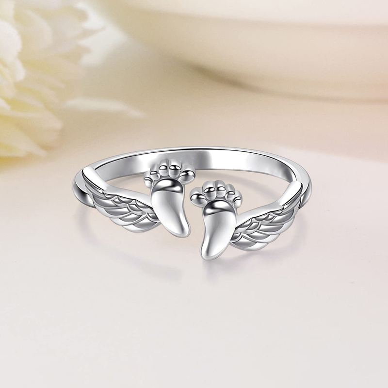 For Mother/Daughter - Mama Of An Angel Baby Feet Wing Ring