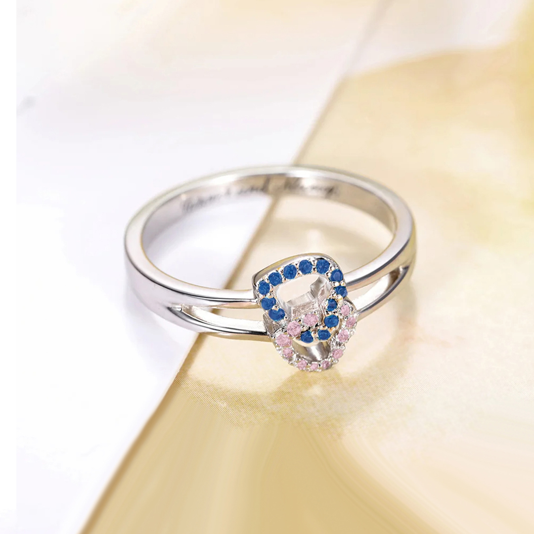 For Daughter - Custom Birthstone Double Heart Ring