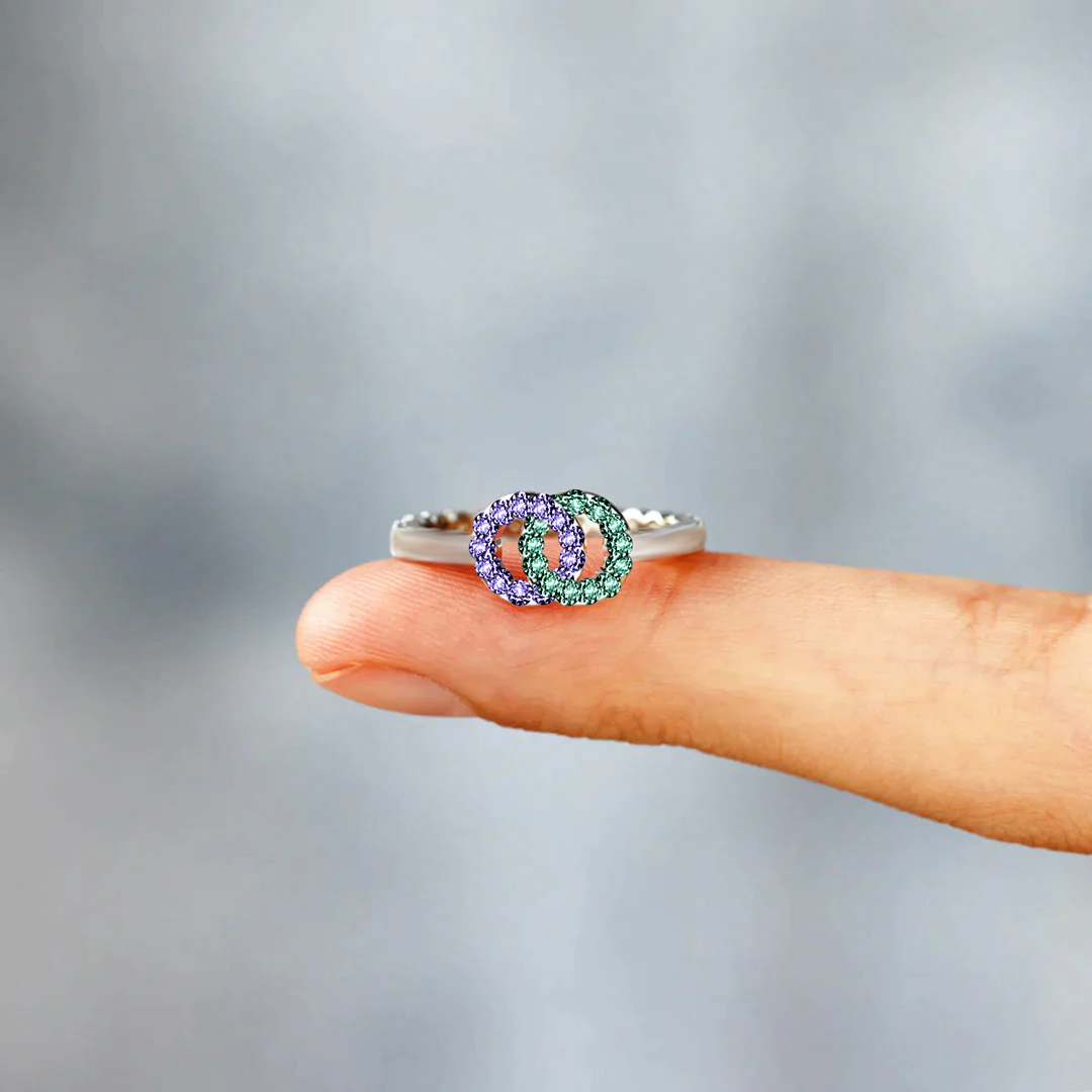 S925 Custom Birthstones Interlocking Ring