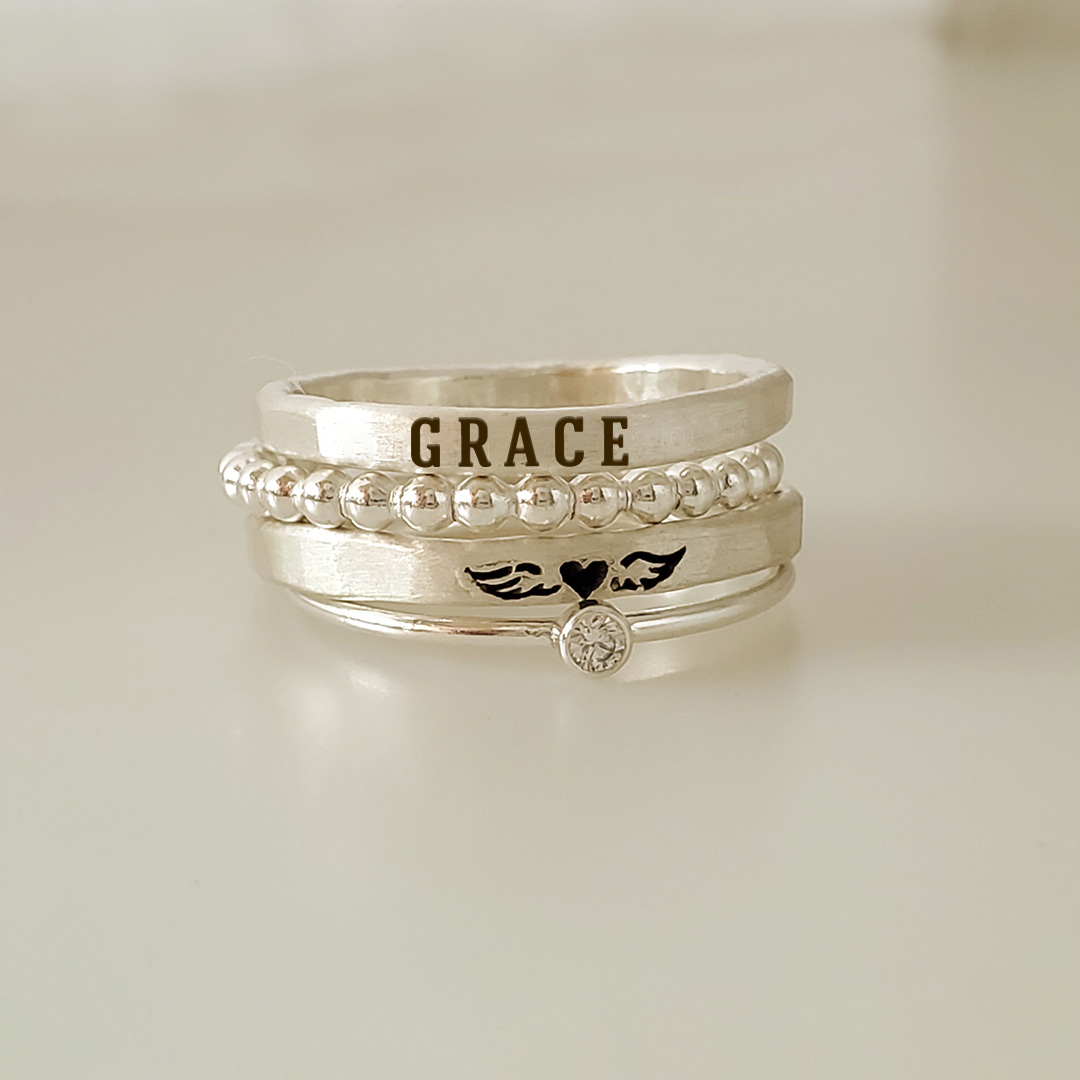 For Memorial-Meet Again Stacked Ring - 4 Rings Set