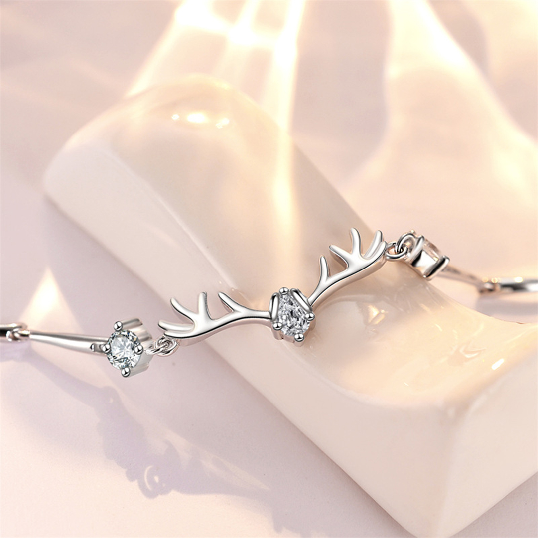 For Love -  My Hunt Was Over The Day I Met You Deer Antler Diamond Bracelet