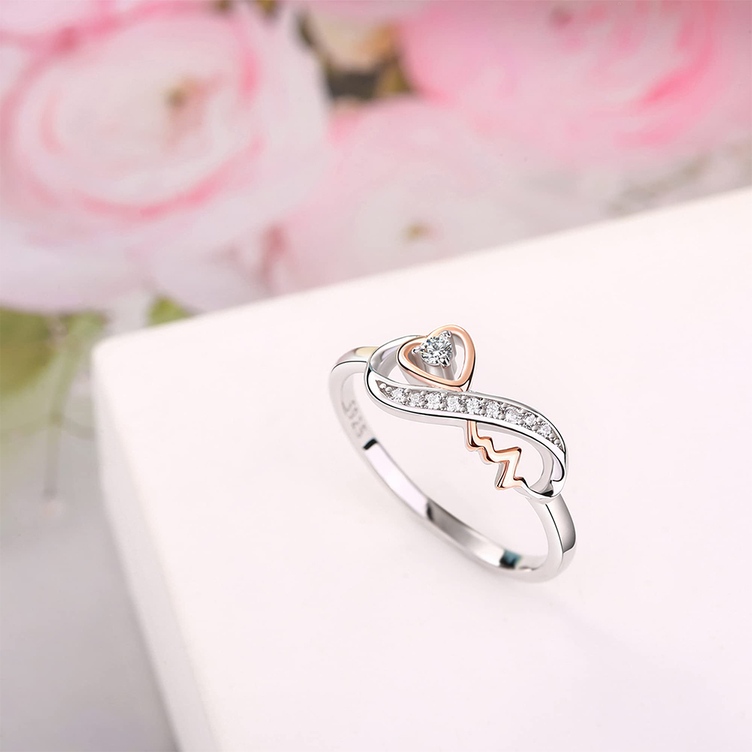 For Granddaughter - S925 I Am So Proud Of You Infinite Love Heartbeat Ring