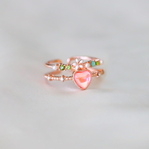 For Daughter - S925 I Love You Forever And Always Heart Flower Ring