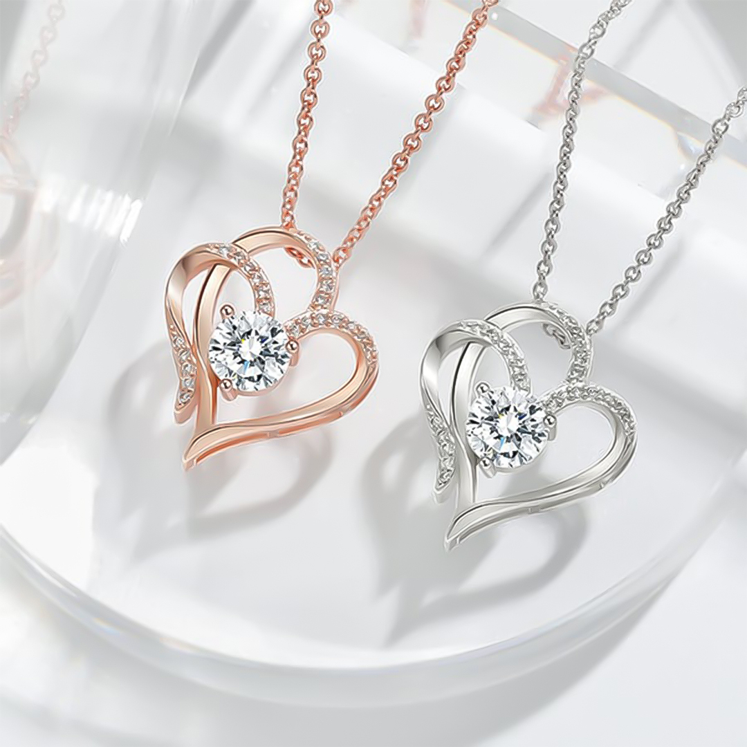 For Granddaughter - I’ll Always Be With You Diamond Double Heart Necklace