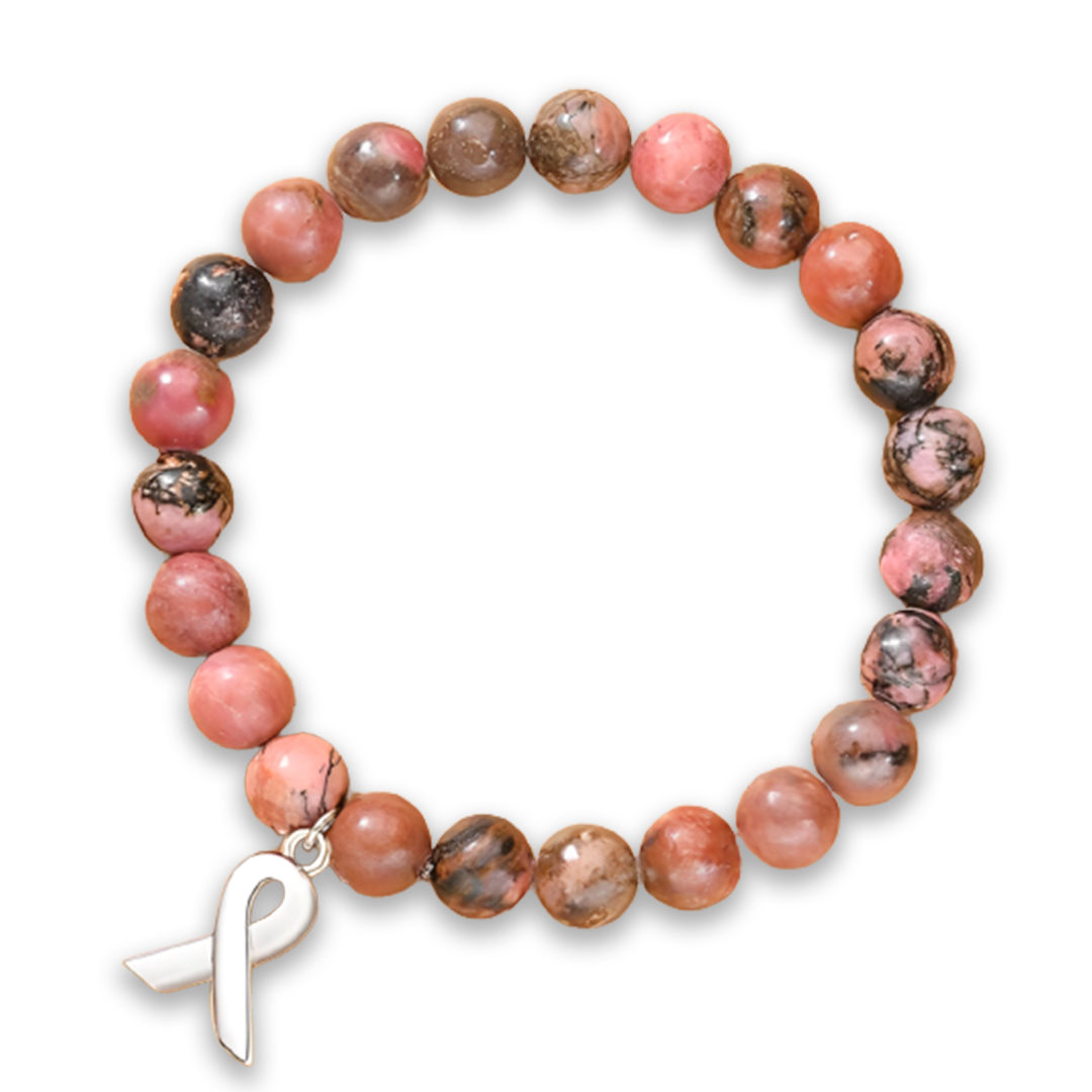 S925 Conquer Cancer Beaded Stretch Bracelet