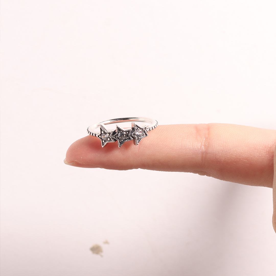 S925 My daughter Who Shines Like A Star Three Stars Ring