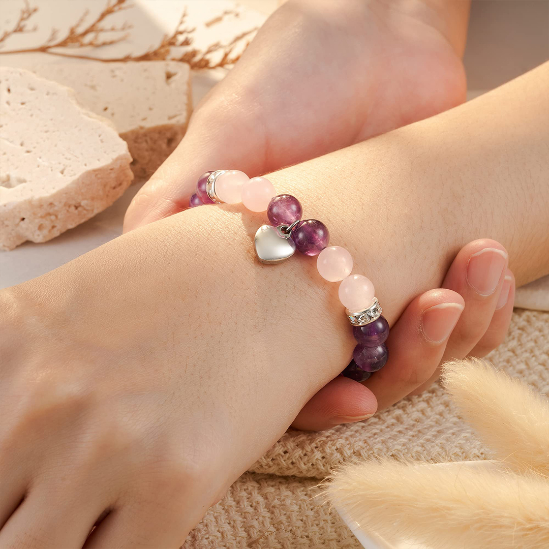 For Daughter - Never Forget How Much I Love You Heart Bead Bracelet