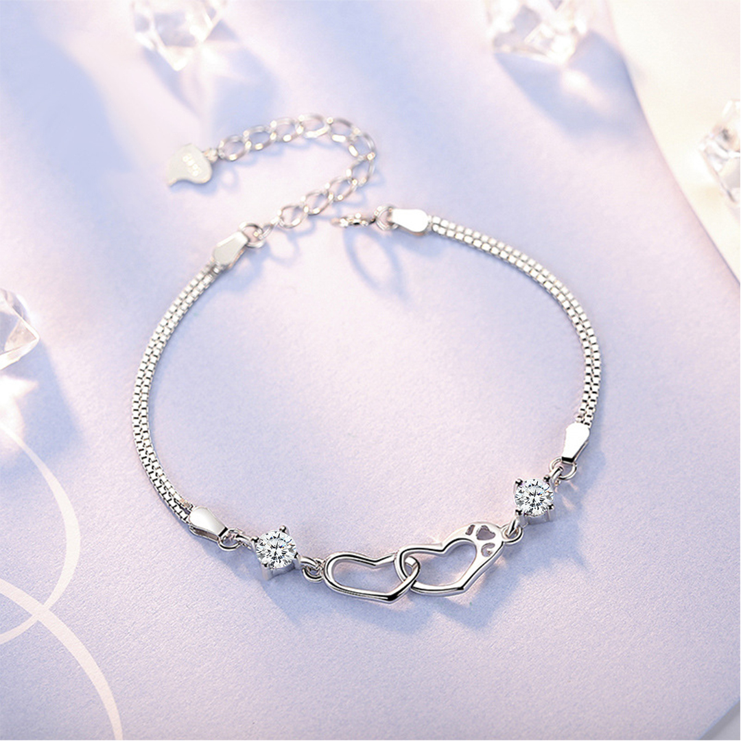 S925 Forever Linked Together Double Diamond Bracelet