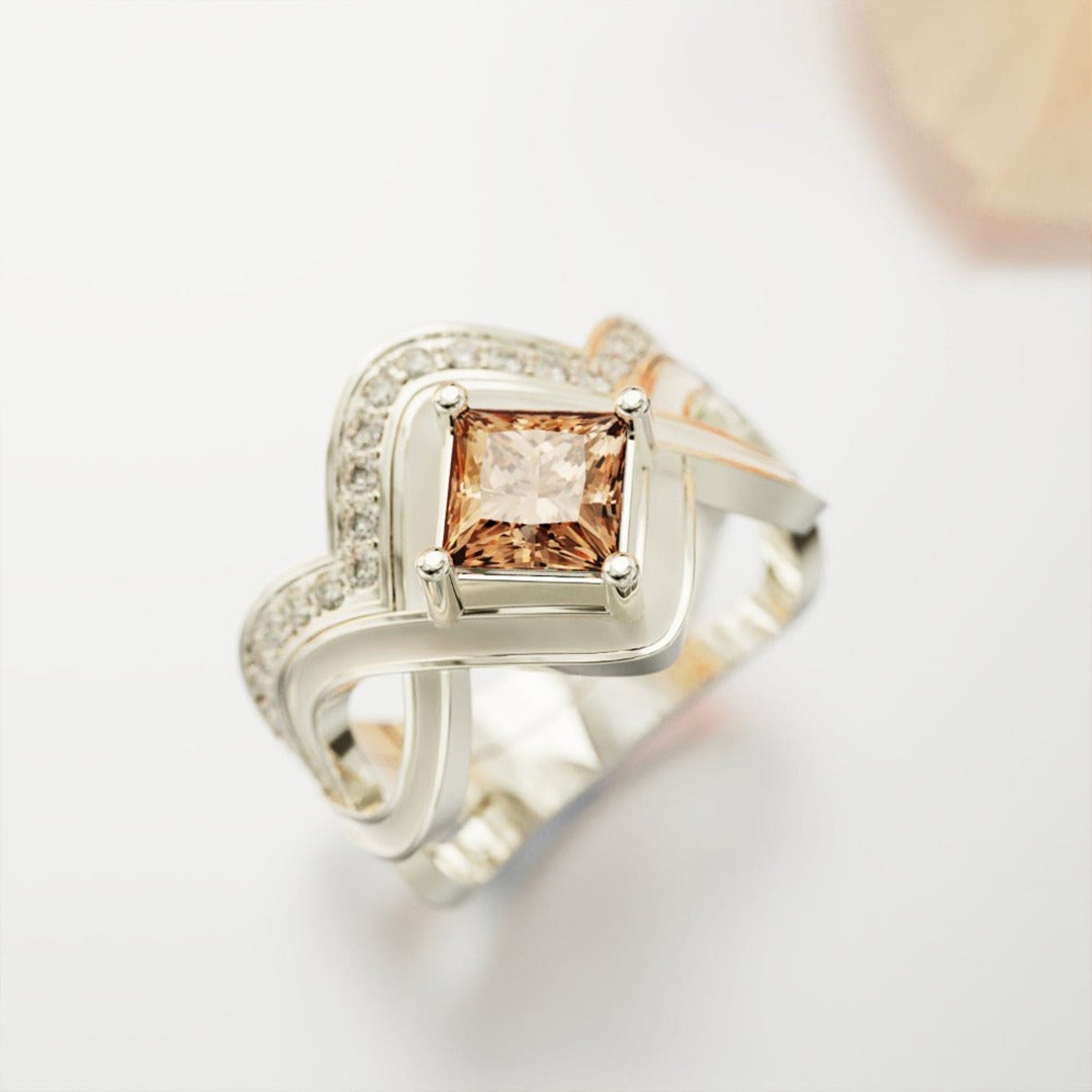 For Love - S925 Yellow Crystal Wave Ring